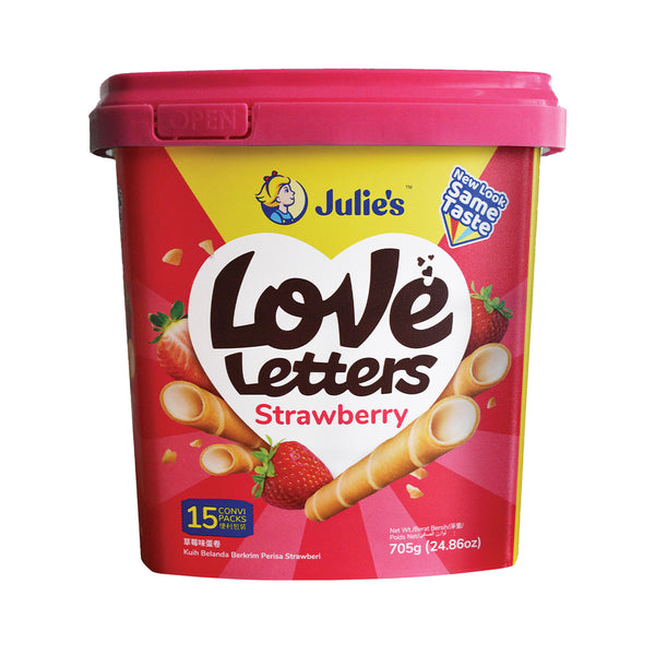 Julie's Love Letters Biscuit Wafers with Strawberry Cream (Tub) 705g (highest price)