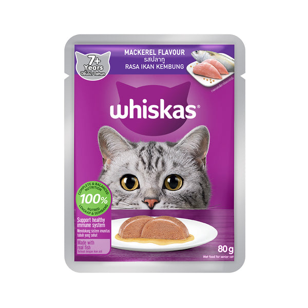 Whiskas Pouch Adult 7+ Years with Mackerel 80g (highest price)