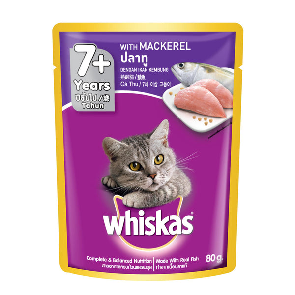 Whiskas Pouch Adult 7+ Years with Mackerel 80g