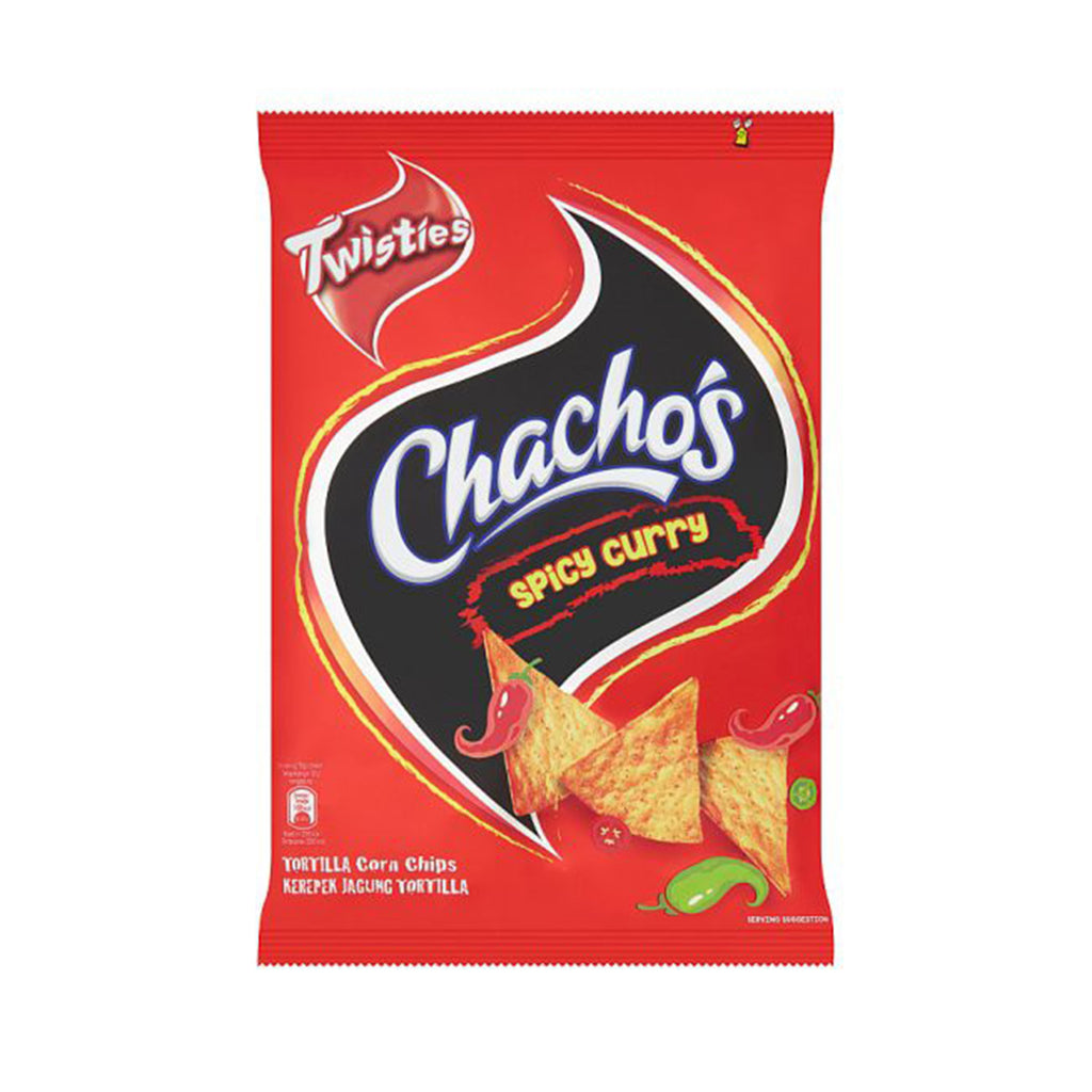 Chachos Tortilla Corn Chips Spicy Curry Flavour 80g