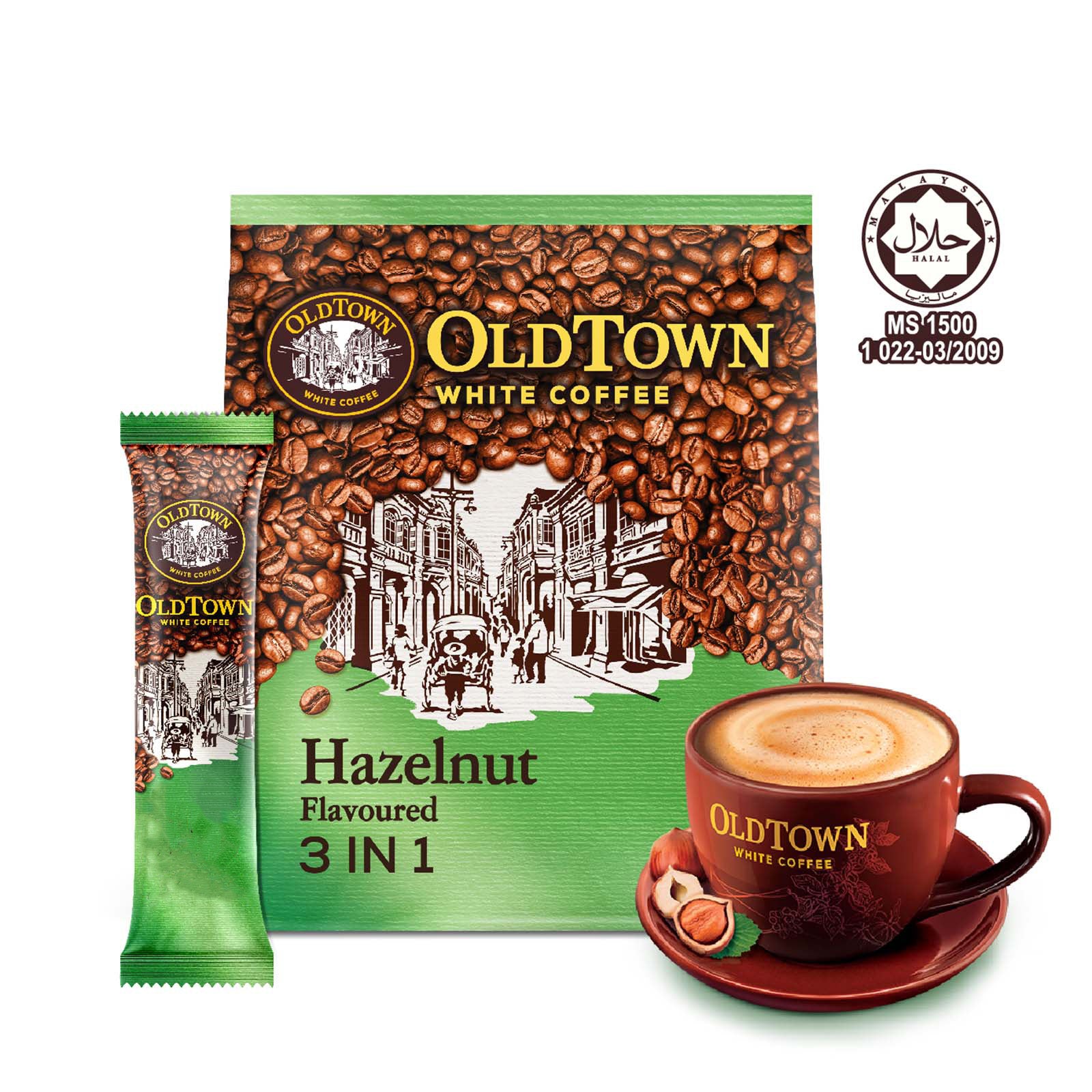 Old Town Hazelnut Flavoured Instant 3-in-1 Premix White Coffee 31.6g x 15