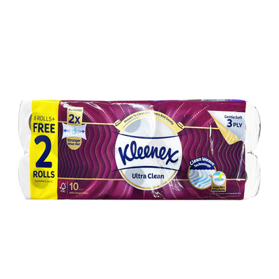 Kleenex Clean Care Toilet Tissue Rolls 8+2 rolls