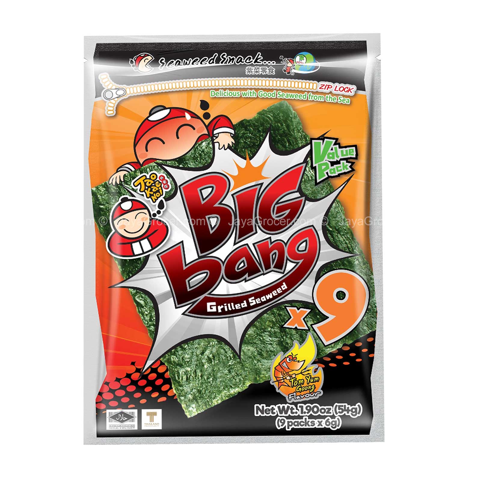 Tao Kae Noi Bigbang Tom Yum Goong Seaweed Snack 54g