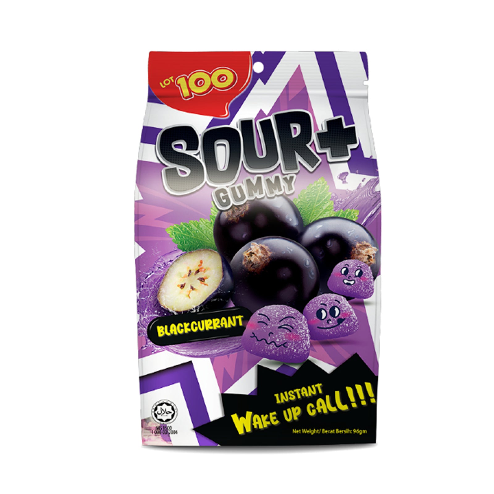Lot 100 Sour Plus Gummy Blackcurrant 95g