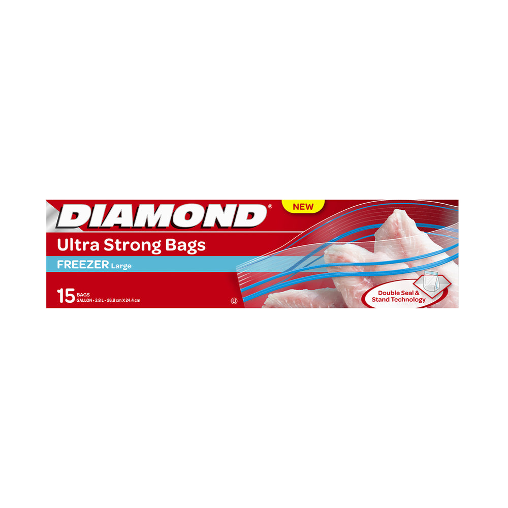 Diamond Freezer Zipper Storage Bags Large 15pcs/pack