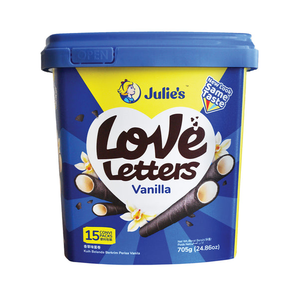 Julie's Love Letter Biscuit Wafers with Vanilla Cream (Tub) 705g (highest price)