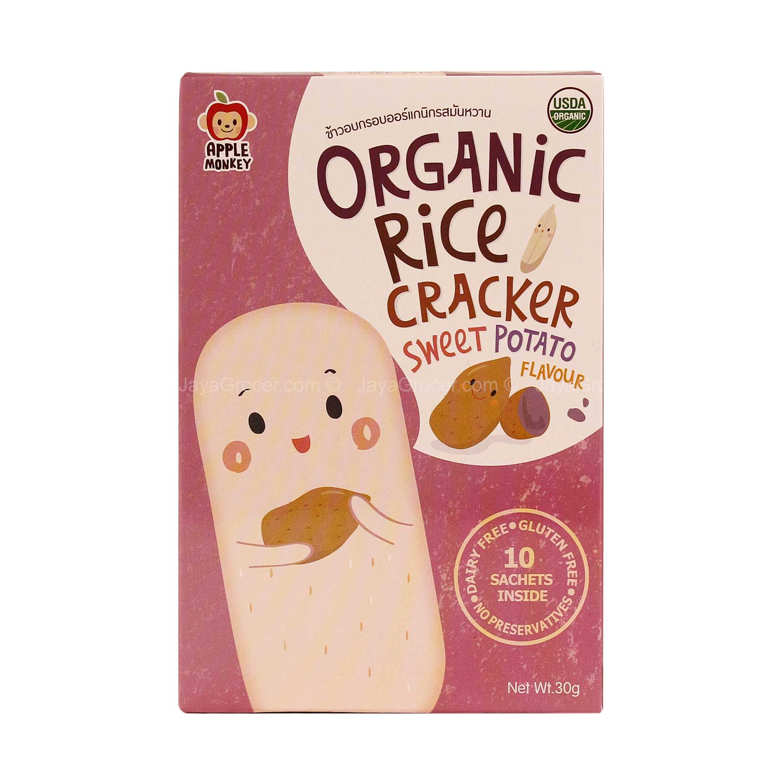 Apple Monkey Organic Rice Cracker Sweet Potato Flavour 30g – Jaya ...