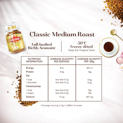 Moccona Classic Medium Roast Intensity 5 Freeze Dried Instant Coffee 100g