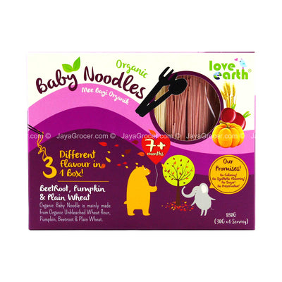 Love Earth Organic Baby Noodles Beetroot, Pumpkin and Plain Wheat 180g