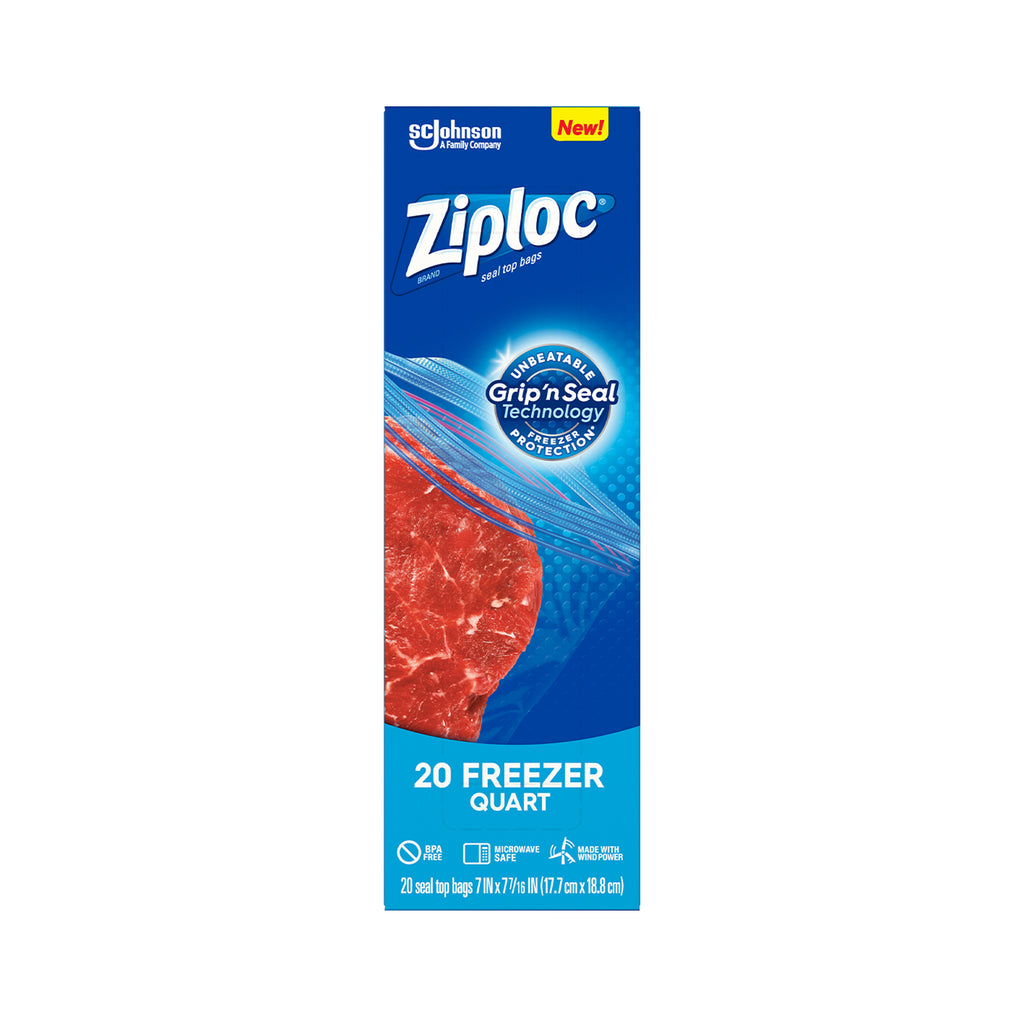 Sc Johnson Ziploc Seal Freezer Bags Quart 17.7cm x 18.8cm 20pcs/pack