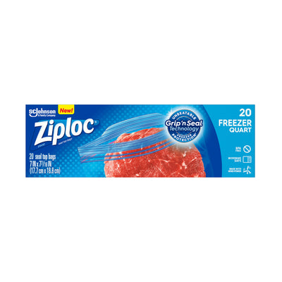 Sc Johnson Ziploc Seal Freezer Bags Quart 17.7cm x 18.8cm 20pcs/pack