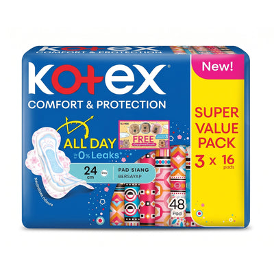 Kotex Soft and Smooth Maxi Wing Pad 24cm 16sheets x 3