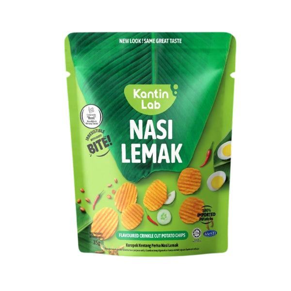 Kantin Lab Nasi Lemak Flavoured Salted Egg Crinkle Cut Chips 100g