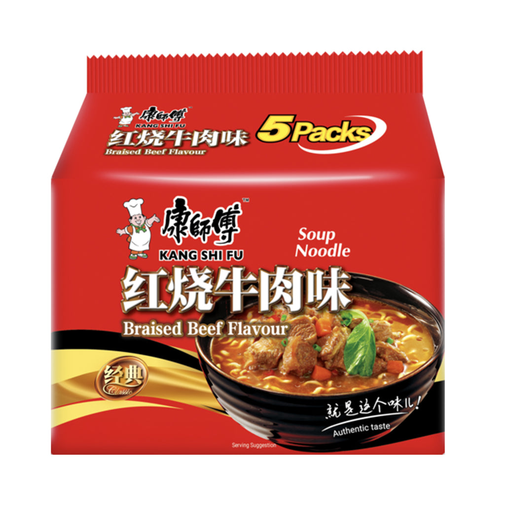 Kang Shi Fu Braised Artificial Beef Flavour Instant Noodle Soup 106g x 5