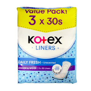 Kotex Fresh Long and Wider Pad 30sheets x 3
