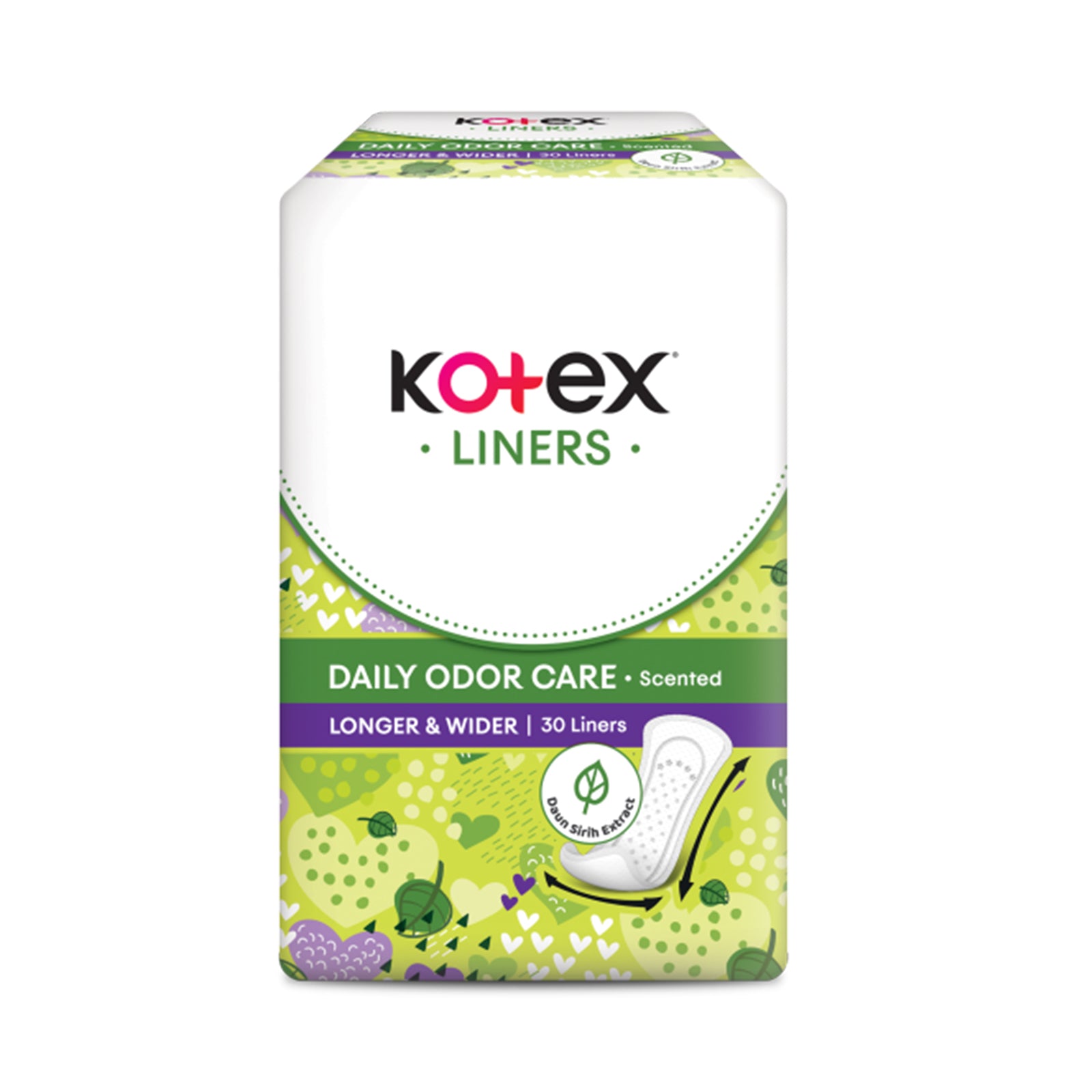 Kotex Fresh Long and Wider Daun Sirih 30sheets x 3