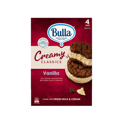 Bulla Creamy Classic Vanilla Ice Cream Sandwich 4pack