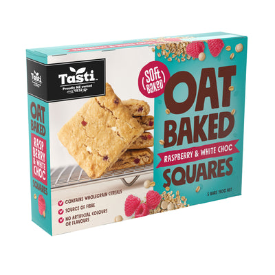 Tasti Oat Baked Square with Raspberry & White Chocolate 150g