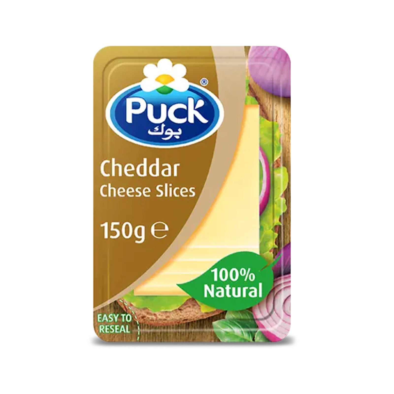 Puck Natural Cheddar Slice Cheese 150g