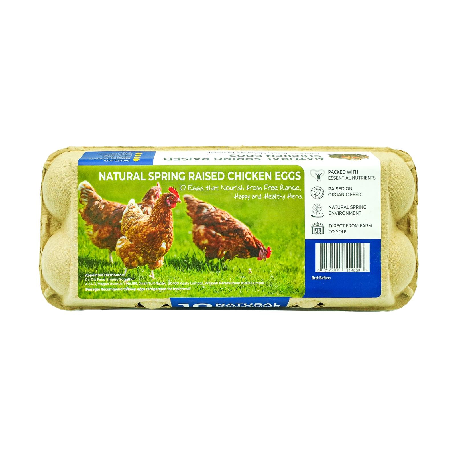 Natural Spring Raised Chicken Eggs 10pcs/pack