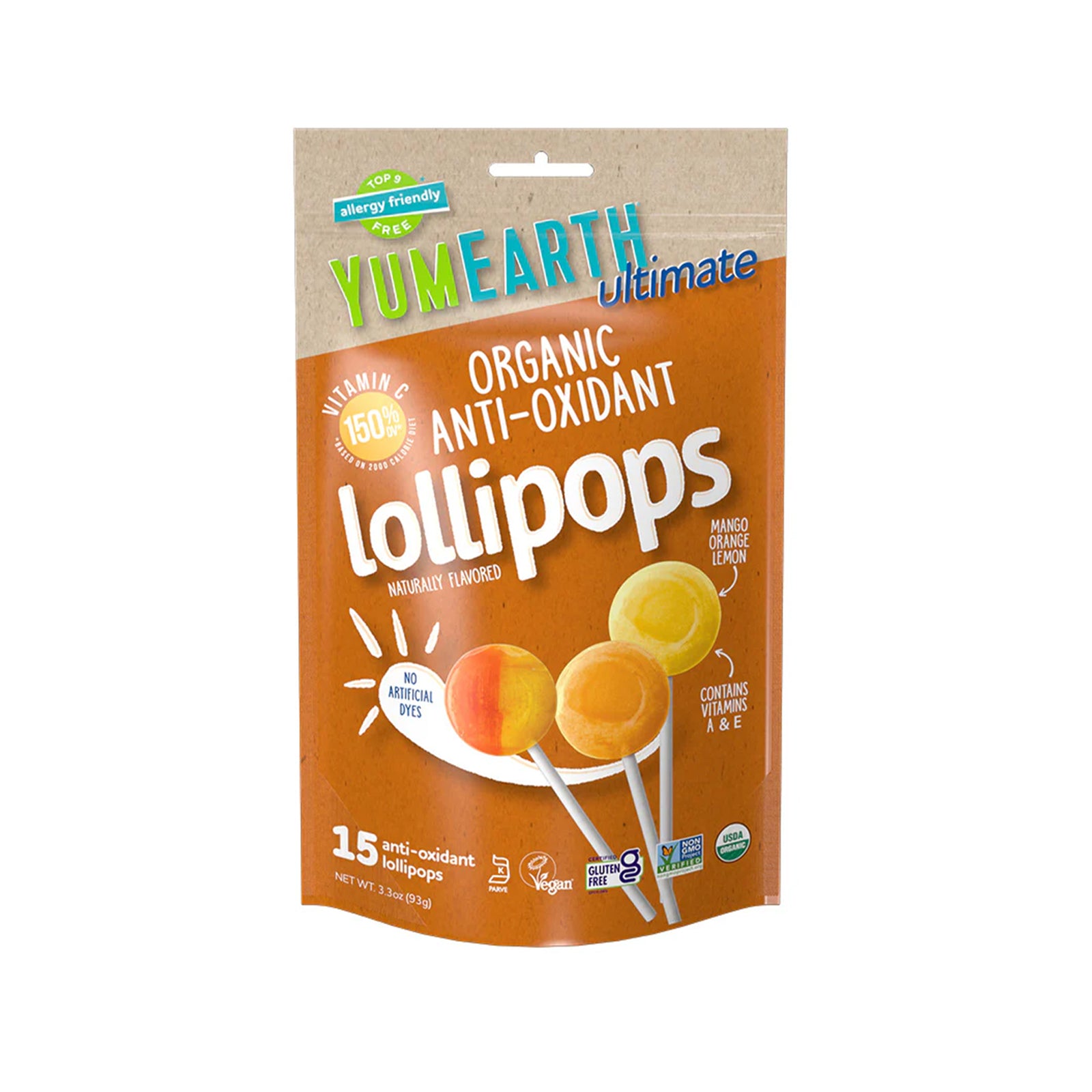 YumEarth Organic Anti-Oxidant Lollipops 93g