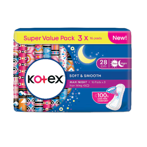 Kotex Soft and Smooth Maxi Night 28cm 16sheets x 3