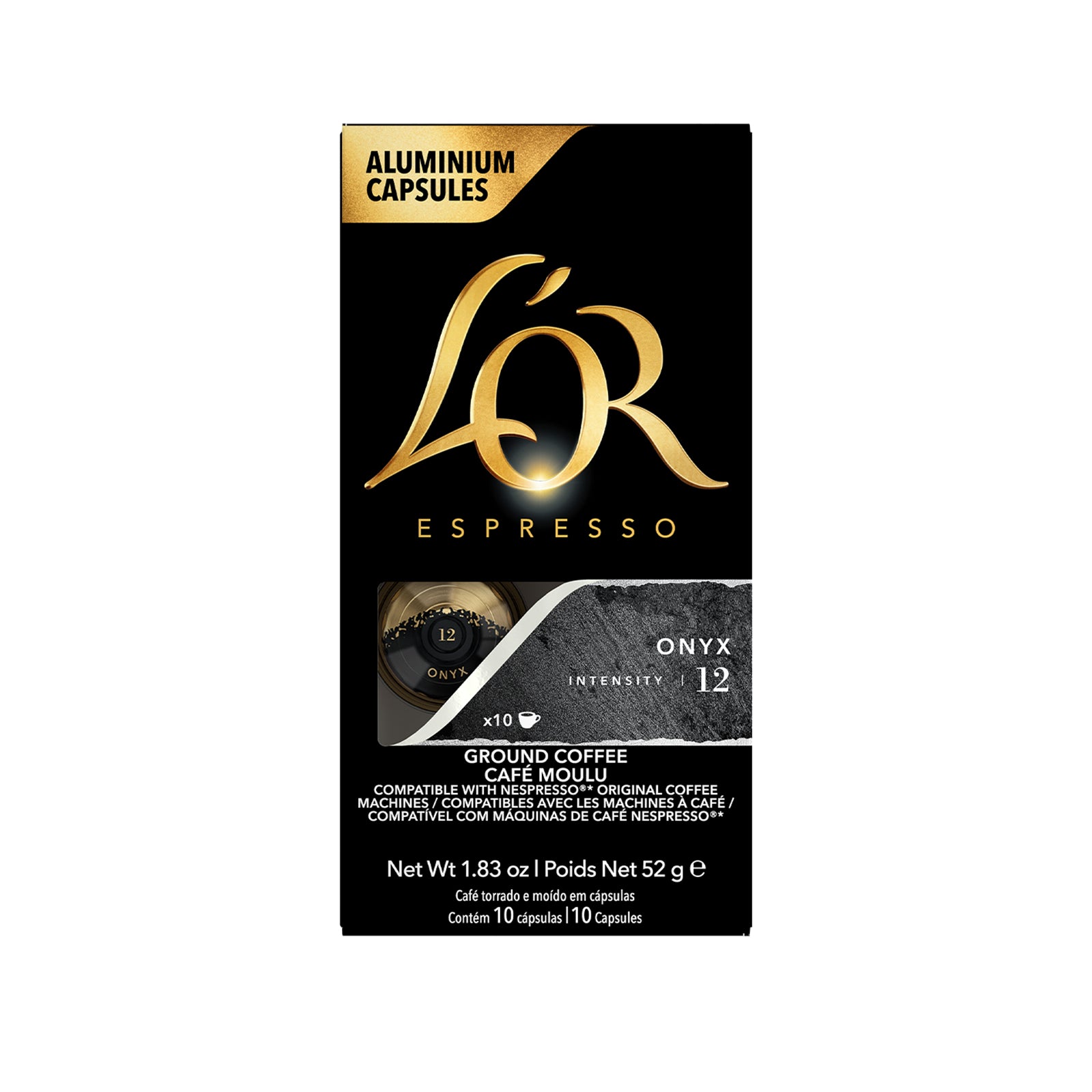 Lor Espresso Onyx Intensity 12 Coffee Capsules Compatible with Nespresso Original Coffee Machines 10pcs/pack