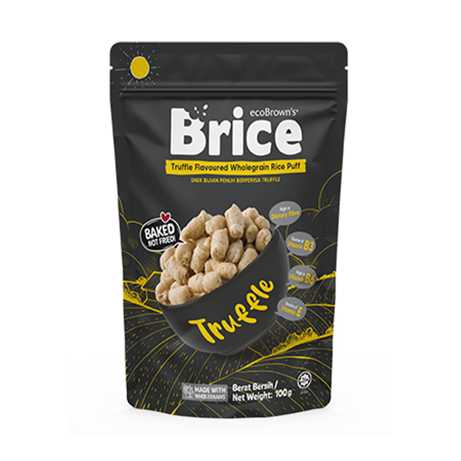 EcoBrown's Brice Wholegrain Rice Puff Truffle Flavoured 100g