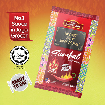 Grab Signatures Village Park Nasi Lemak Lagi Pedas Sambal Sachet 80g
