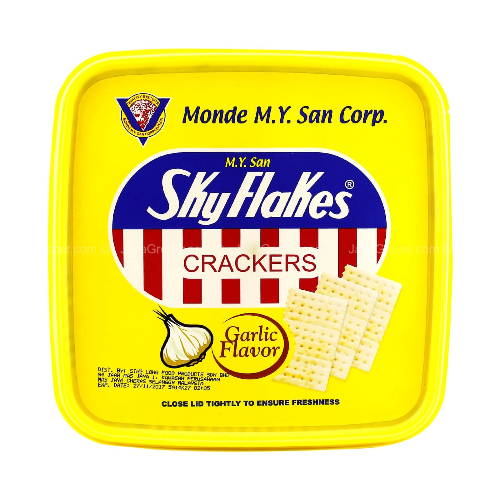 Sky Flakes Pail Garlic Crackers 800g