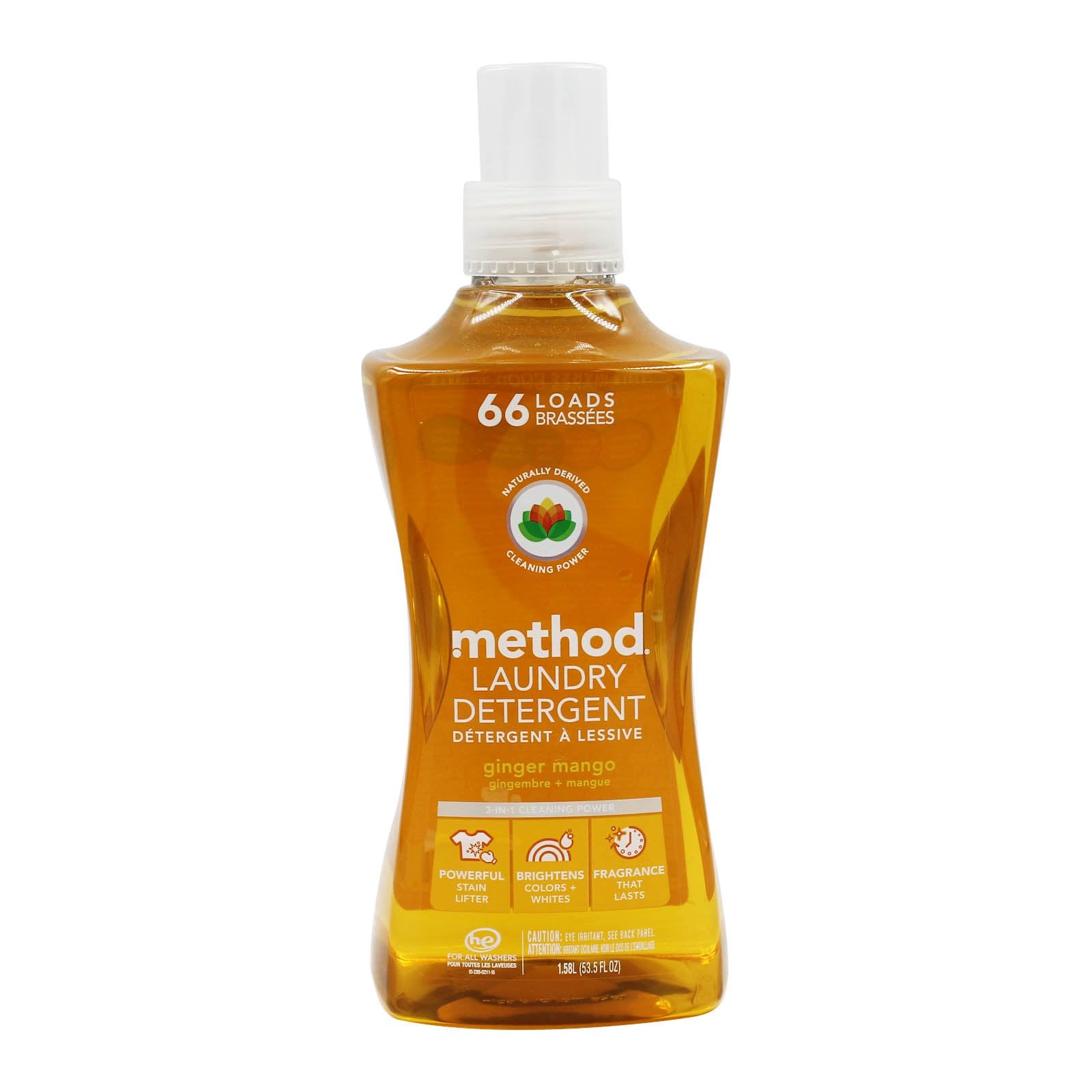 Method 4X Concentrated Laundry Detergent Ginger Mango 66 Loads 1.58L