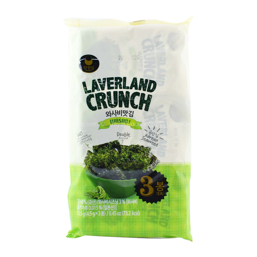 Manjun Laverland Crunch Wasabi Korean Seaweed 4.5g x 3