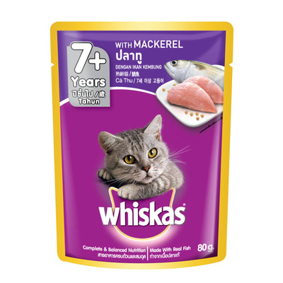 Whiskas Pouch Adult 7+ Years with Mackerel 80g