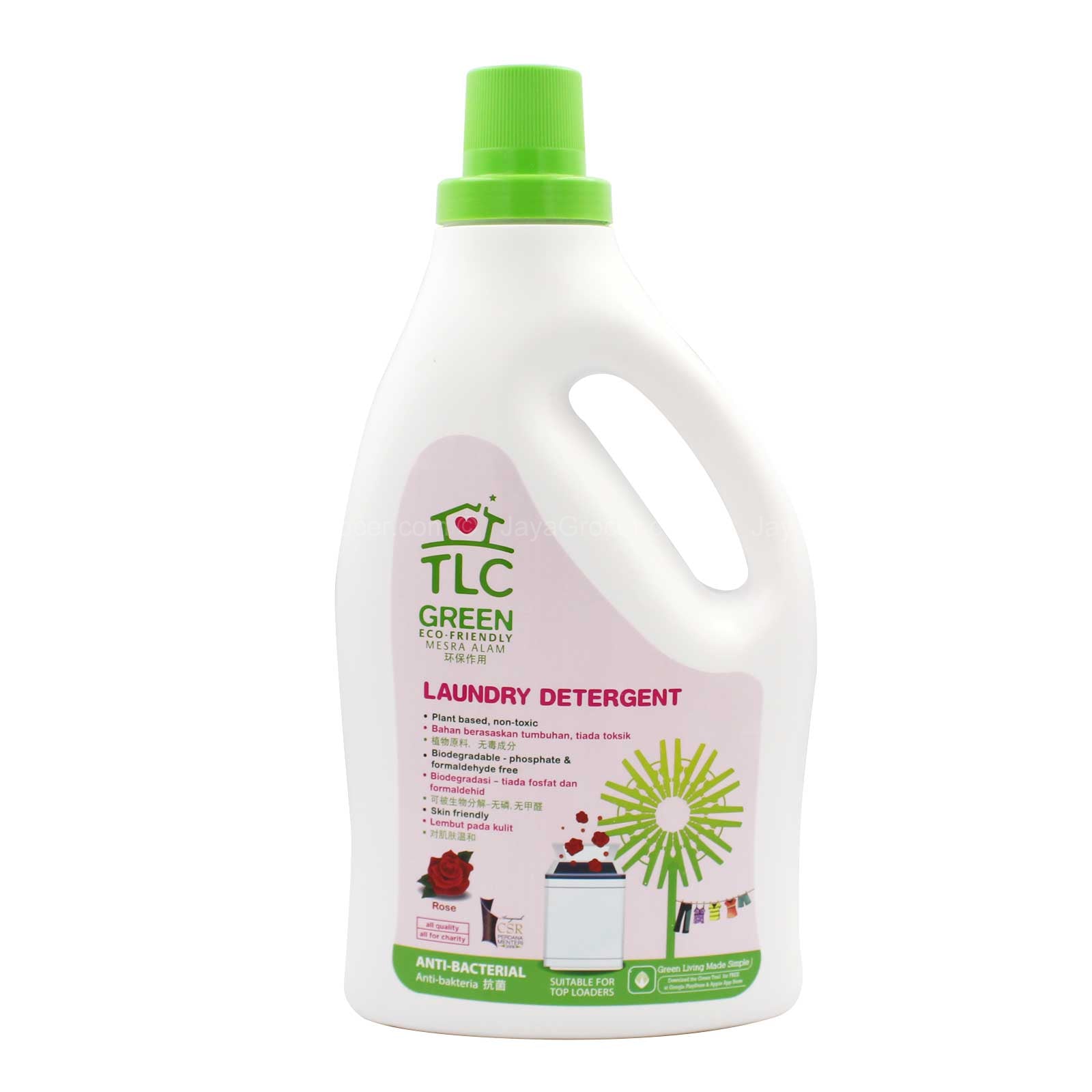 TLC Green Laundry Detergent Rose Scent 2L